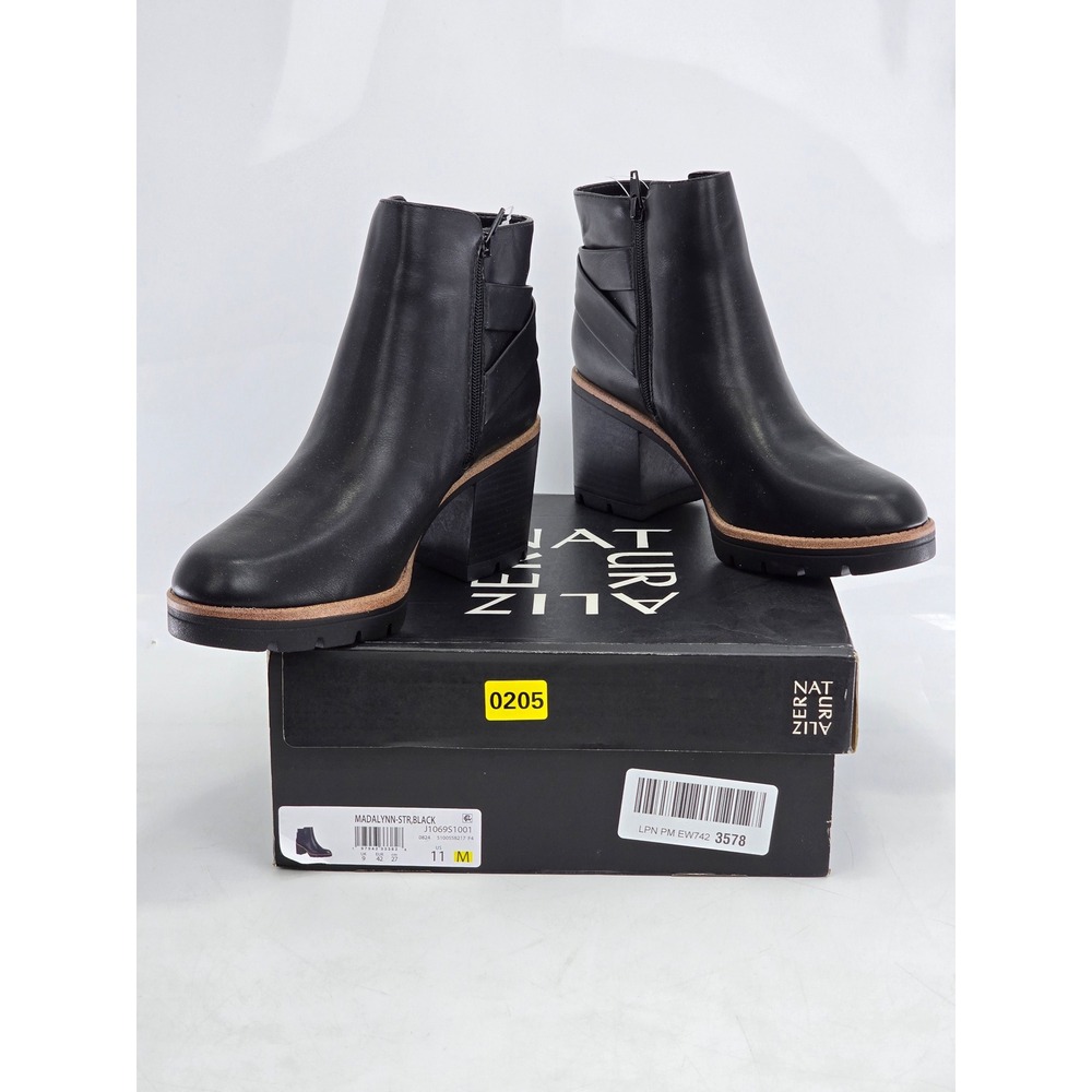 Naturalizer Madalynn-Str Ankle Boots Women 11 Black Water Repellent - New
